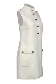 Current Boutique-Etcetera - Cream Mock Neck Shift Dress w/ Oversized Silver Buttons Sz 0