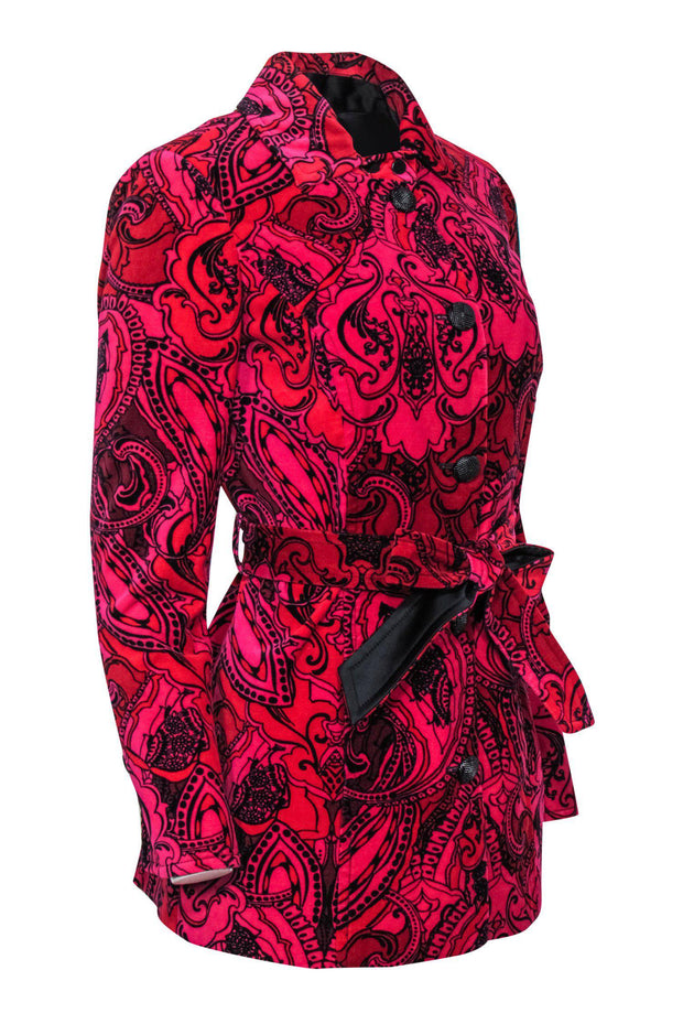 Current Boutique-Etcetera - Hot Pink & Red Paisley Velvet Jacket Sz 2