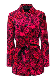Current Boutique-Etcetera - Hot Pink & Red Paisley Velvet Jacket Sz 2