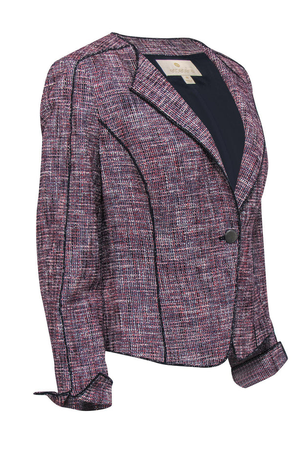 Current Boutique-Etcetera - Red, Navy & White Marbled Tweed Jacket Sz 8