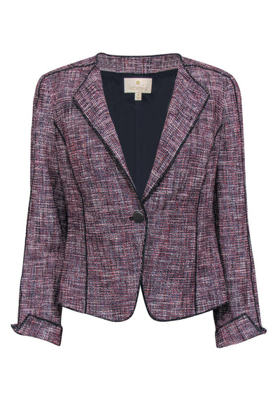 Current Boutique-Etcetera - Red, Navy & White Marbled Tweed Jacket Sz 8