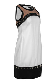 Current Boutique-Etcetera - White, Brown & Black Cotton Blend Shift Dress w/ Studs Sz 4