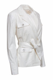 Current Boutique-Etcetera - White Cotton Blend Four Pocket Blazer w/ Belt Sz 6