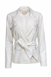 Current Boutique-Etcetera - White Cotton Blend Four Pocket Blazer w/ Belt Sz 6