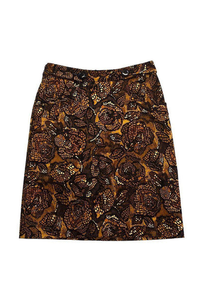 Current Boutique-Etcetera - Yellow & Brown Print Cotton Skirt Sz 0