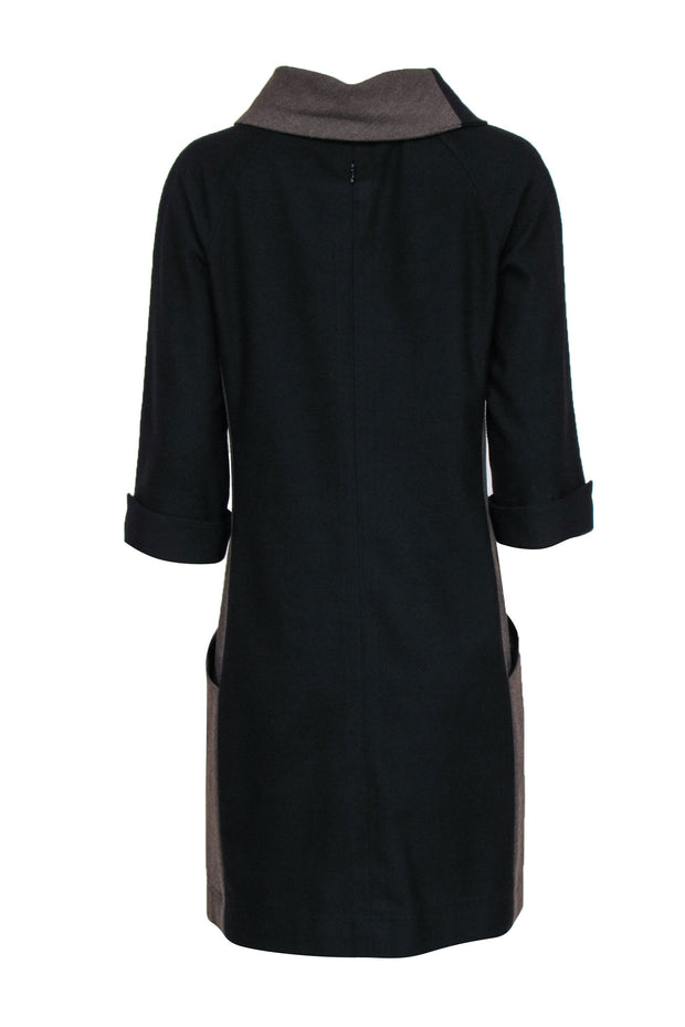 Current Boutique-Etecetera - Brown & Black Color-Blocked Shift Dress w/ Collared Neckline Sz 8