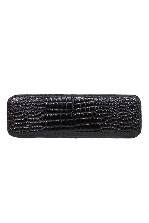 Current Boutique-Etienne Aigner - Brown Reptile Textured Leather Shoulder Purse