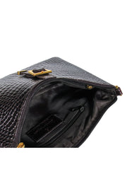 Current Boutique-Etienne Aigner - Brown Reptile Textured Leather Shoulder Purse
