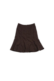 Current Boutique-Etro - Brown & Black Houndstooth Wool Flared Skirt Sz 8