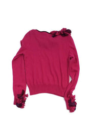 Current Boutique-Etro - Pink Floral Applique Sweater Sz M