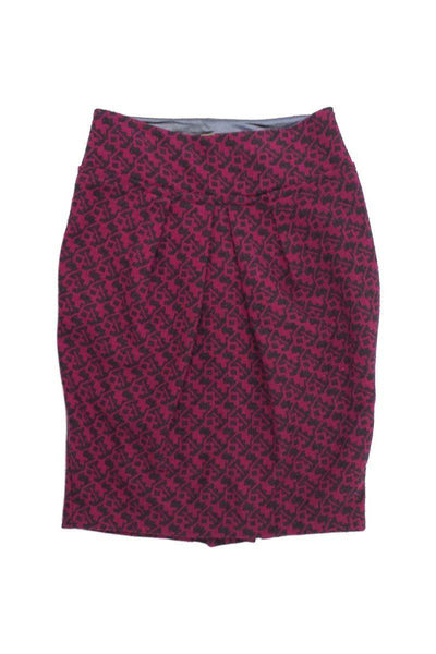 Current Boutique-Eva Franco - Pink & Gray Shirr Pleated Pencil Skirt Sz 6