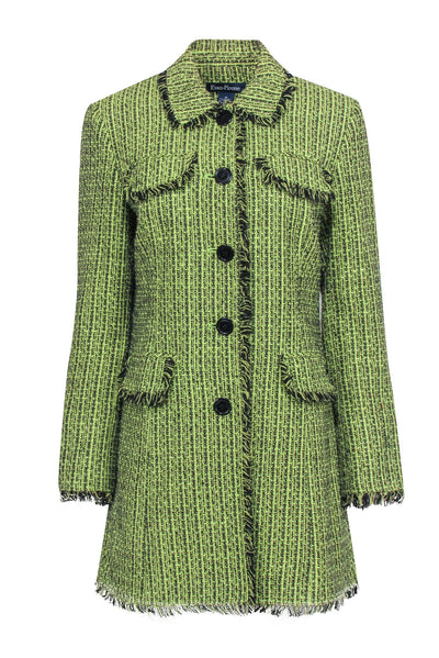 Current Boutique-Evan Picone - Lime Green & Black Tweed Coat Sz 8