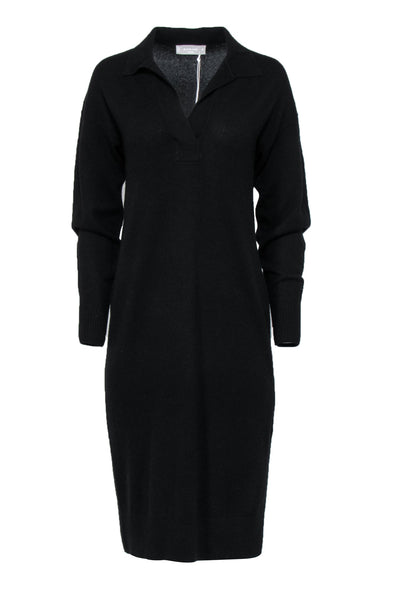 Current Boutique-Everlane - Black Knit Collared Cashmere Maxi Sweater Dress Sz XS