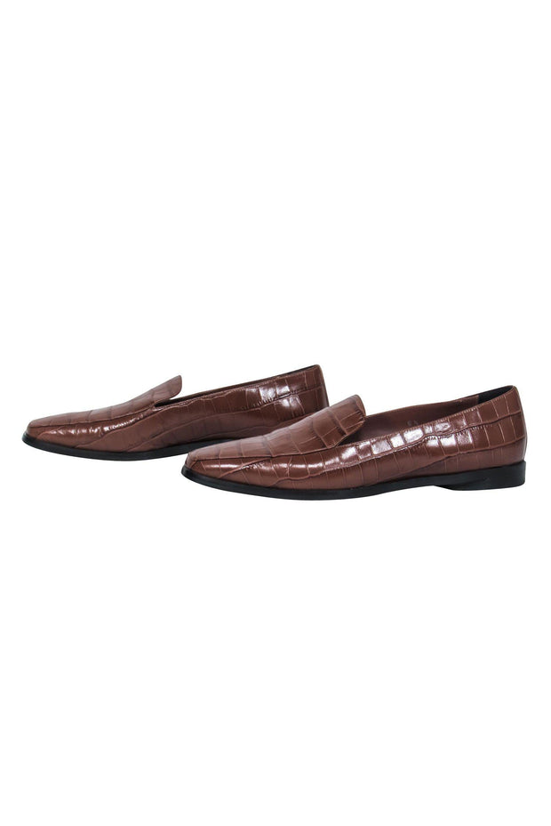 Current Boutique-Everlane - Brown Crocodile Embossed Leather Loafers Sz 8.5