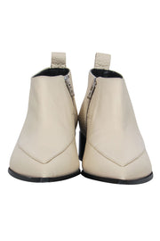 Current Boutique-Everlane - Ivory Leather Block Heel Ankle Booties Sz 8.5