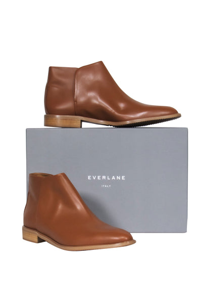 Current Boutique-Everlane - Light Brown Leather Block Heel Ankle Booties Sz 10