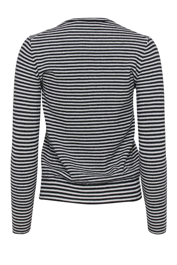 Current Boutique-Everlane - White & Black Striped Cashmere Sweater Sz S
