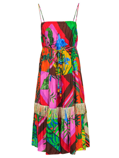 Current Boutique-FARM - Multi Colored Tiered Midi Dress Sz S