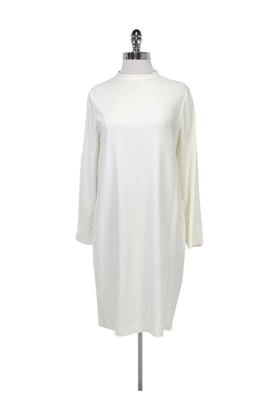Current Boutique-Fabiana Filippi - White Crepe Dress w/ Jeweled Neckline Sz S