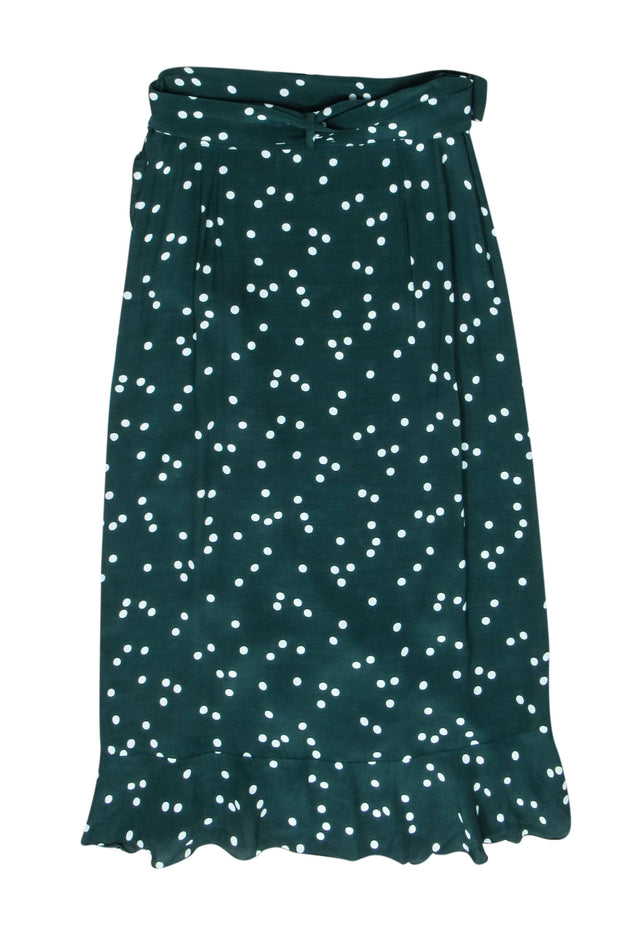 Current Boutique-Faithfull The Brand - Green & White Polka Dot Wrap Skirt Sz 6