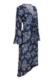 Current Boutique-Faithfull the Brand - Dark Blue Floral Print Long Sleeve Wrap Maxi Dress Sz 8