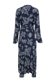 Current Boutique-Faithfull the Brand - Dark Blue Floral Print Long Sleeve Wrap Maxi Dress Sz 8