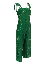 Current Boutique-Faithfull the Brand - Green Floral Tie Strap Jumpsuit Sz 6