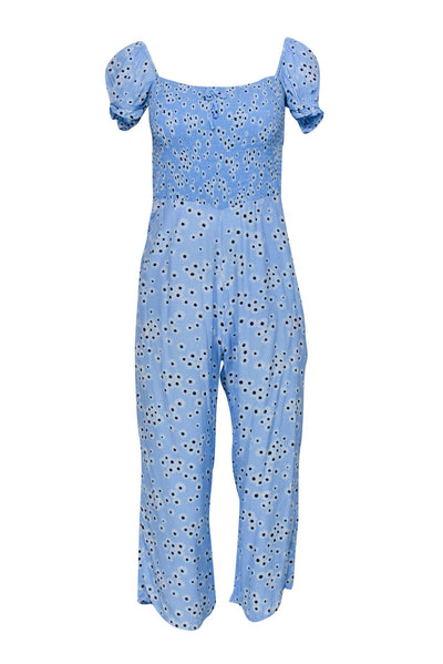 Current Boutique-Faithfull the Brand - Light Blue Daisy Print Puff Sleeve Jumpsuit Sz S