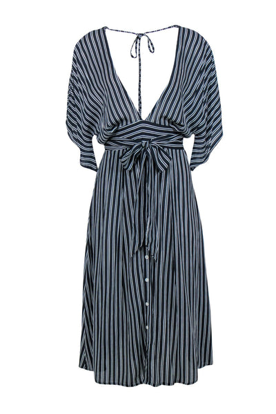 Current Boutique-Faithfull the Brand - Navy & White Striped Short Sleeve Dress w/ Back Cutout Sz 6