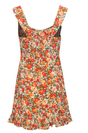 Current Boutique-Faithfull the Brand - Orange, Green & White Floral Print "Lou Lou" Mini Dress Sz 2