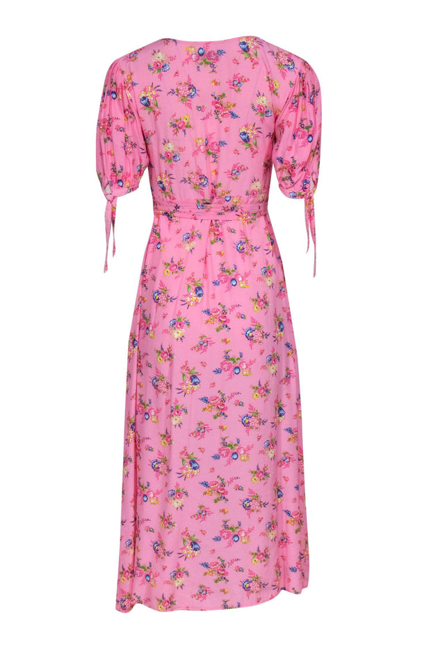 Current Boutique-Faithfull the Brand - Pink Floral Print Puff Sleeve Maxi Dress Sz 2