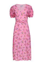 Current Boutique-Faithfull the Brand - Pink Floral Print Puff Sleeve Maxi Dress Sz 2