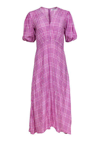 Current Boutique-Faithfull the Brand - Purple & White Plaid Puff Sleeve Maxi Dress Sz 6