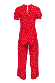Current Boutique-Faithfull the Brand - Red Floral Short Sleeve Jumpsuit Sz 2