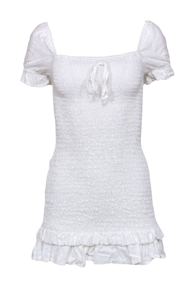 Current Boutique-Faithfull the Brand - White Smocked Mini Dress Sz 2