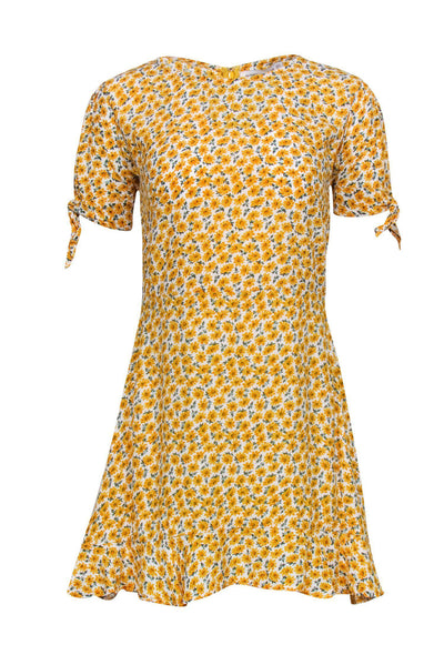 Current Boutique-Faithfull the Brand - Yellow Floral Mini Dress w/ Short Sleeves Sz S