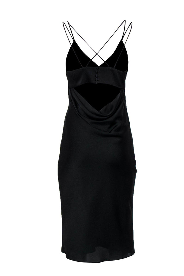 Current Boutique-Fame and Partners - Black Sleeveless Slip Midi Dress w/ Crisscross Straps Sz 4