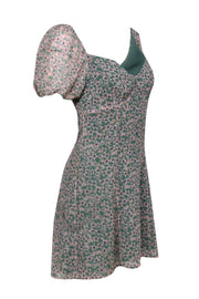 Current Boutique-Fame and Partners - Green Floral Print Puff Sleeve Mini Dress Sz 4