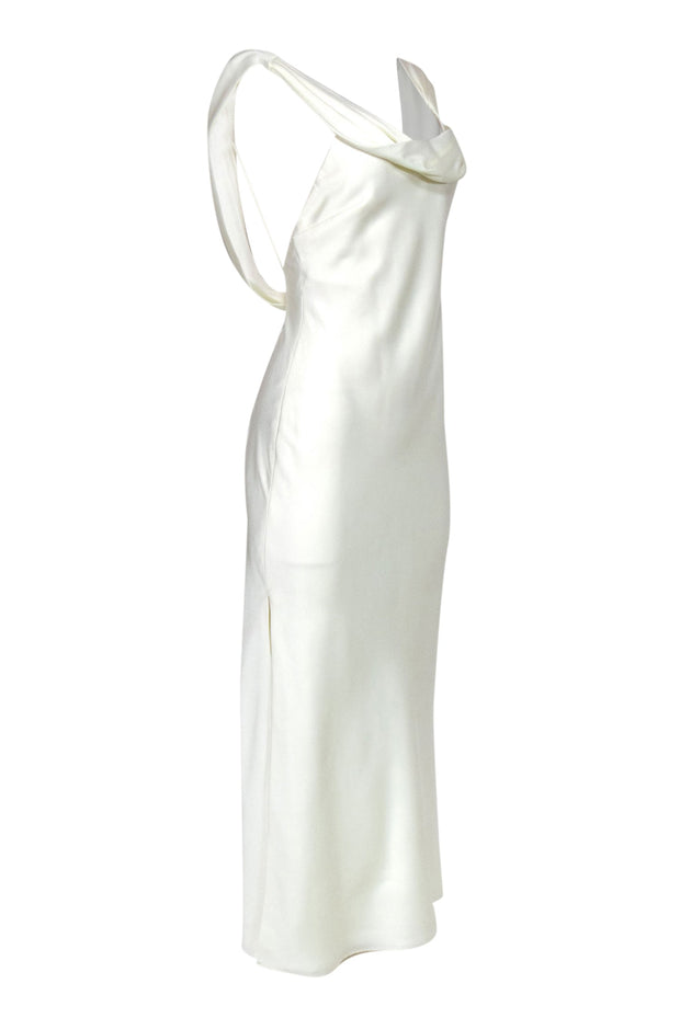 Current Boutique-Fame and Partners - Ivory Draped Sleeveless Gown Sz S