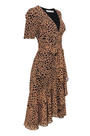 Current Boutique-Fame and Partners - Tan & Black Leopard Print Short Sleeve Wrap Dress Sz 2