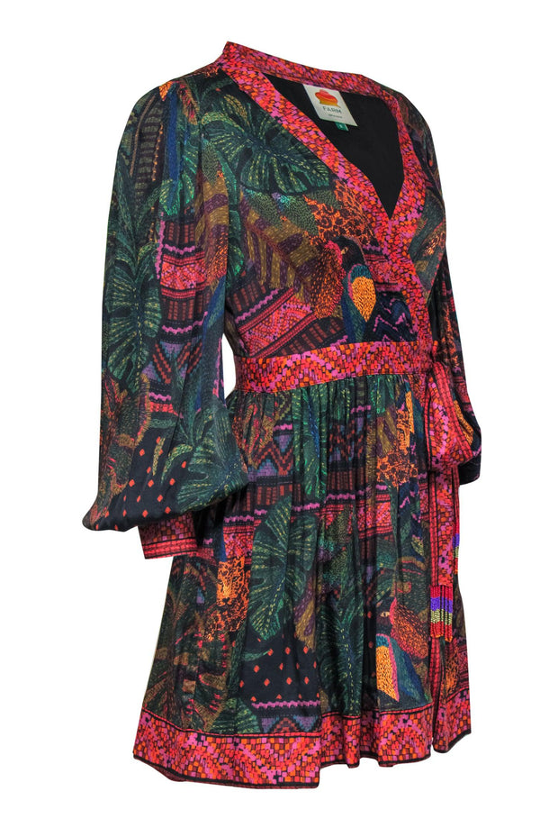 Current Boutique-Farm - Dark Green & Multicolor Jungle Print Wrap Dress Sz S