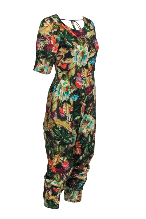 Current Boutique-Farm - Green & Multicolor Floral Print Straight Leg Jumpsuit Sz M