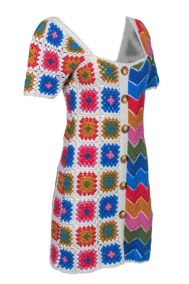 Current Boutique-Farm - Multicolored "Mixed Textures Crochet Dress" Sz XS
