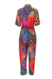 Current Boutique-Farm - Red & Multi-Colored 'Dotted Patch Scarf' Jumpsuit Sz XS