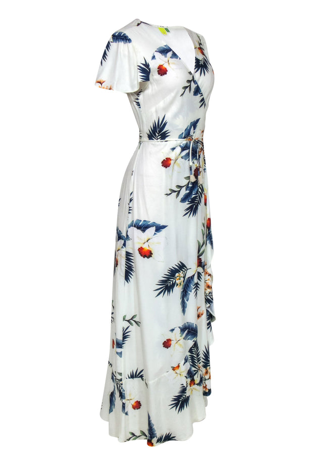 Current Boutique-Farm - White & Multicolor Tropical Floral Print Wrap Maxi Dress Sz M