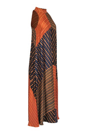 Current Boutique-Farm for Anthropologie - Rust, Blue & Olive Colorblocked Sleeveless Maxi Dress Sz XS