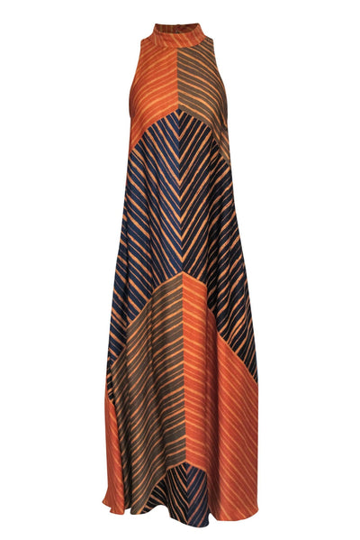 Current Boutique-Farm for Anthropologie - Rust, Blue & Olive Colorblocked Sleeveless Maxi Dress Sz XS