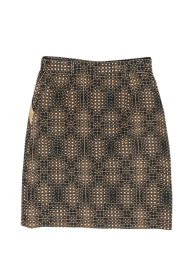Current Boutique-Fendi - Black & Beige Printed Pencil Skirt Sz 8