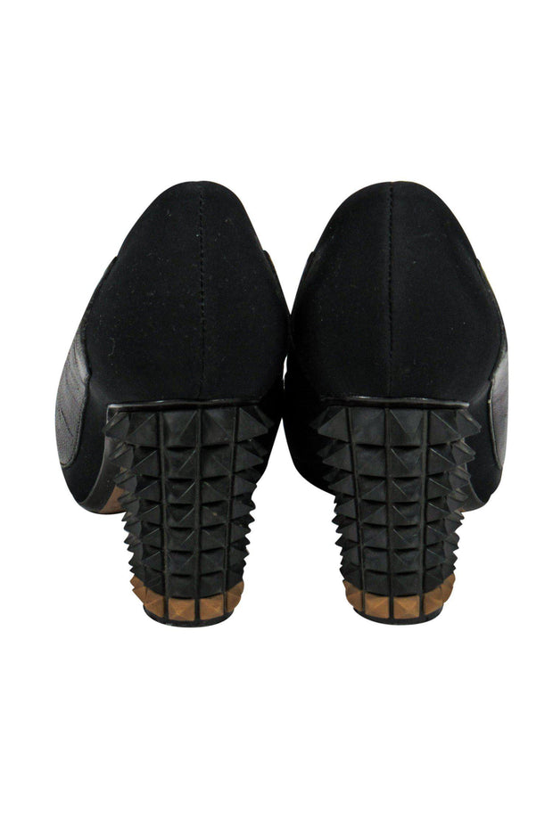 Current Boutique-Fendi - Black Loafer-Style Pumps w/ Studded Heel Sz 6
