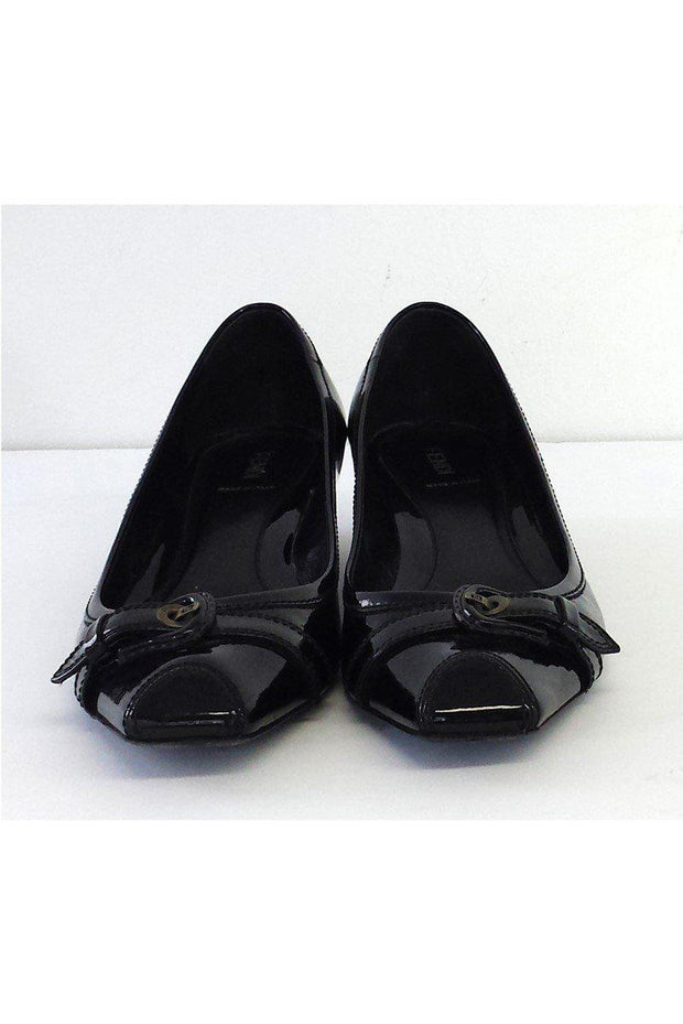 Current Boutique-Fendi - Black Patent Leather Kitten Heels Sz 10.5